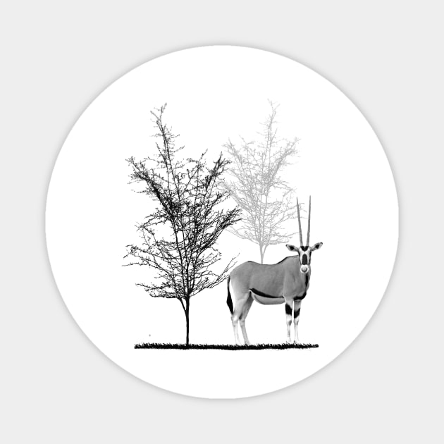 Oryx - Antelope - Trees - Wildlife - Africa Magnet by T-SHIRTS UND MEHR